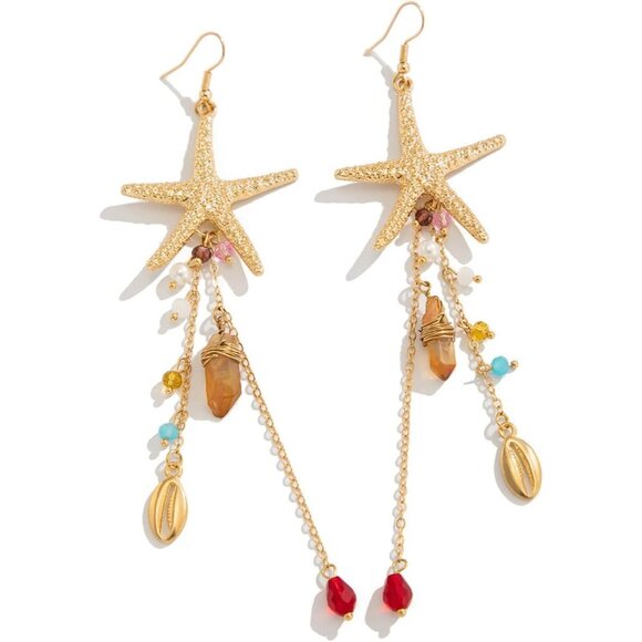 Gold Starfish Tassel Drop Earrings for Women Beach Jewelry Fashion Gift - Picture 5 of 7